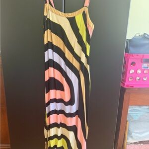 Billabong Sleeveless Maxi Dress with Neon Zebra Stripe Print